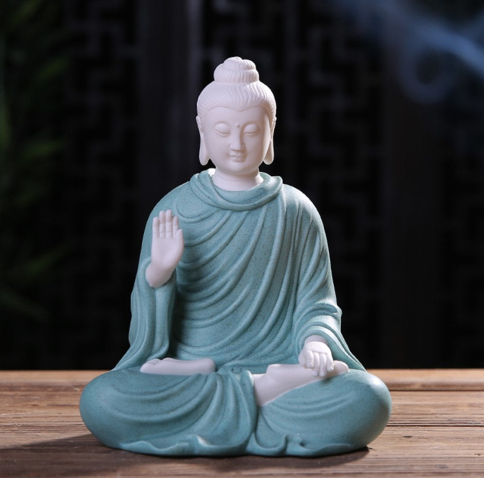 Ceramic Buddha Statue Display | Abhaya Mudra Kasaya | Gift for him or her | Religion and Spiritual | Harmony Peace Serenity | Meditation