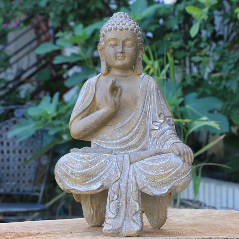 Handmade Abhaya Mudra Buddha Statue Decoration | Outdoor Garden | Aquarium Display | Meditation | House Warming Gift