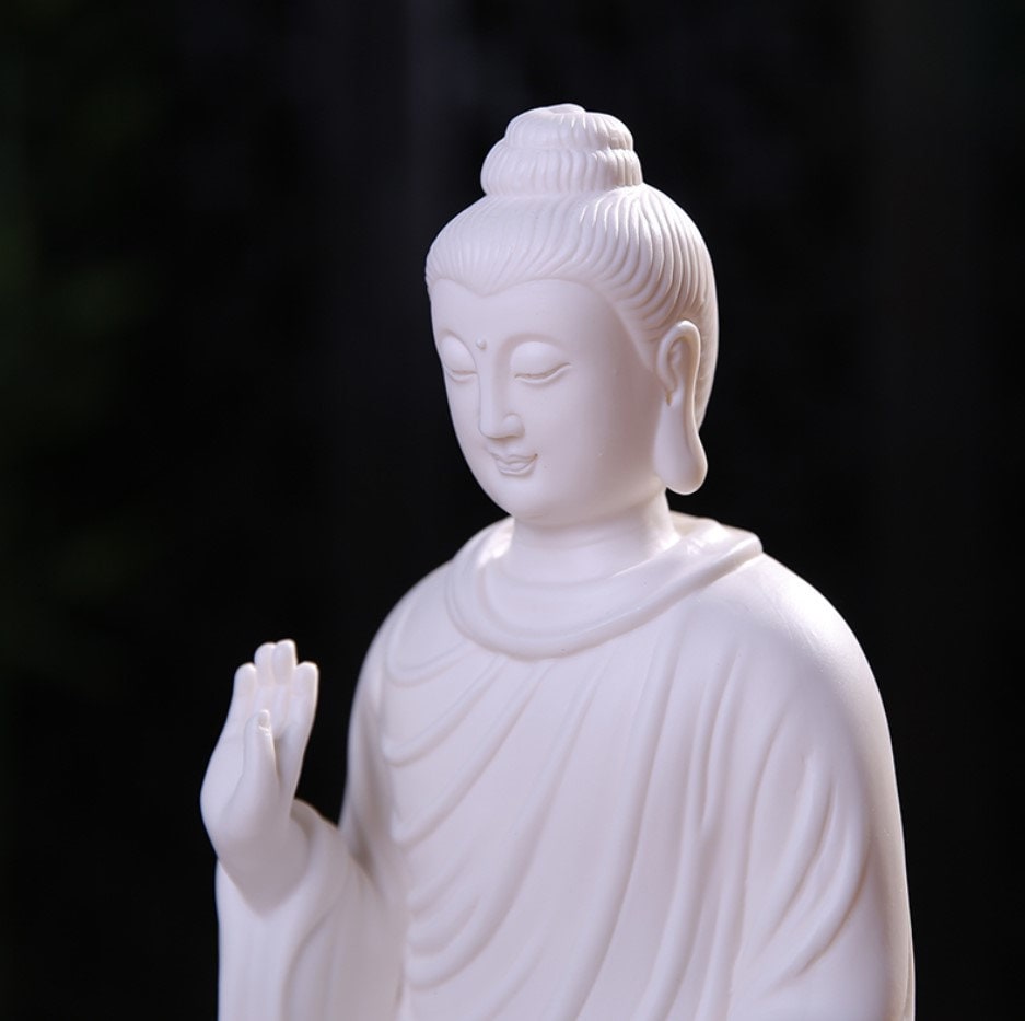 White Ceramic Buddha Statue | Abhaya Mudra| Gift for him or her | Religion and Spiritual | Harmony Peace Serenity | Meditation