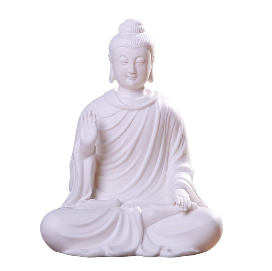 White Ceramic Buddha Statue | Abhaya Mudra| Gift for him or her | Religion and Spiritual | Harmony Peace Serenity | Meditation
