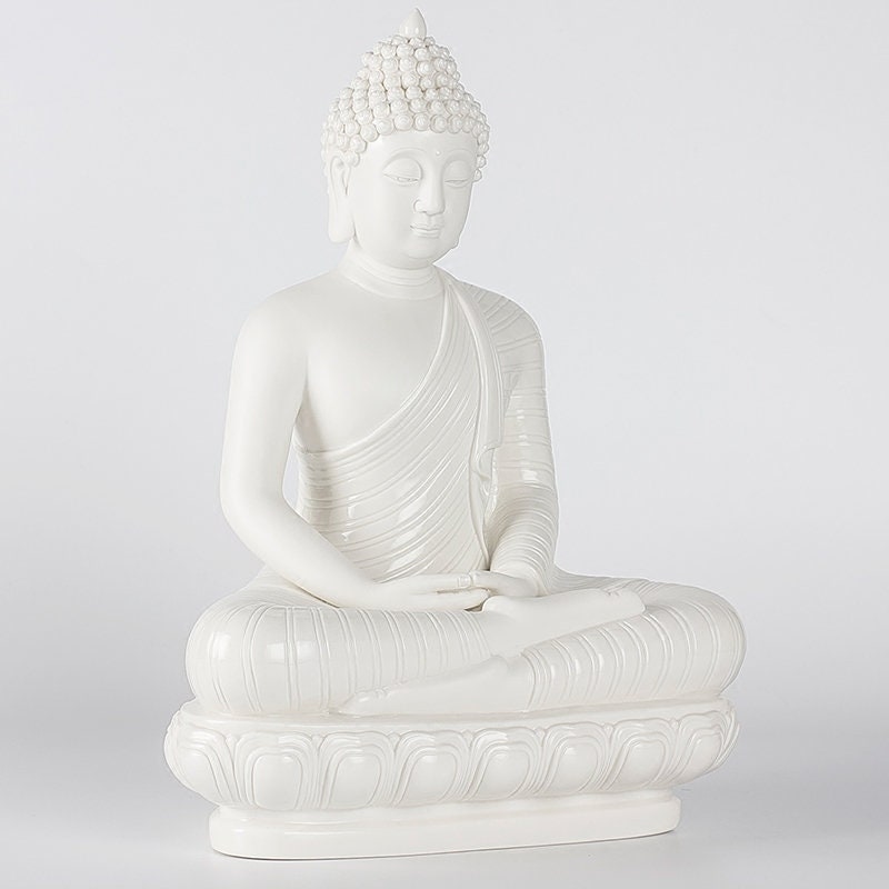 Ceramic Sakyamuni Buddha Statue | Gautama Buddha | Dhyana Mudra | Mindful Gift | Meditation | Buddha Decor