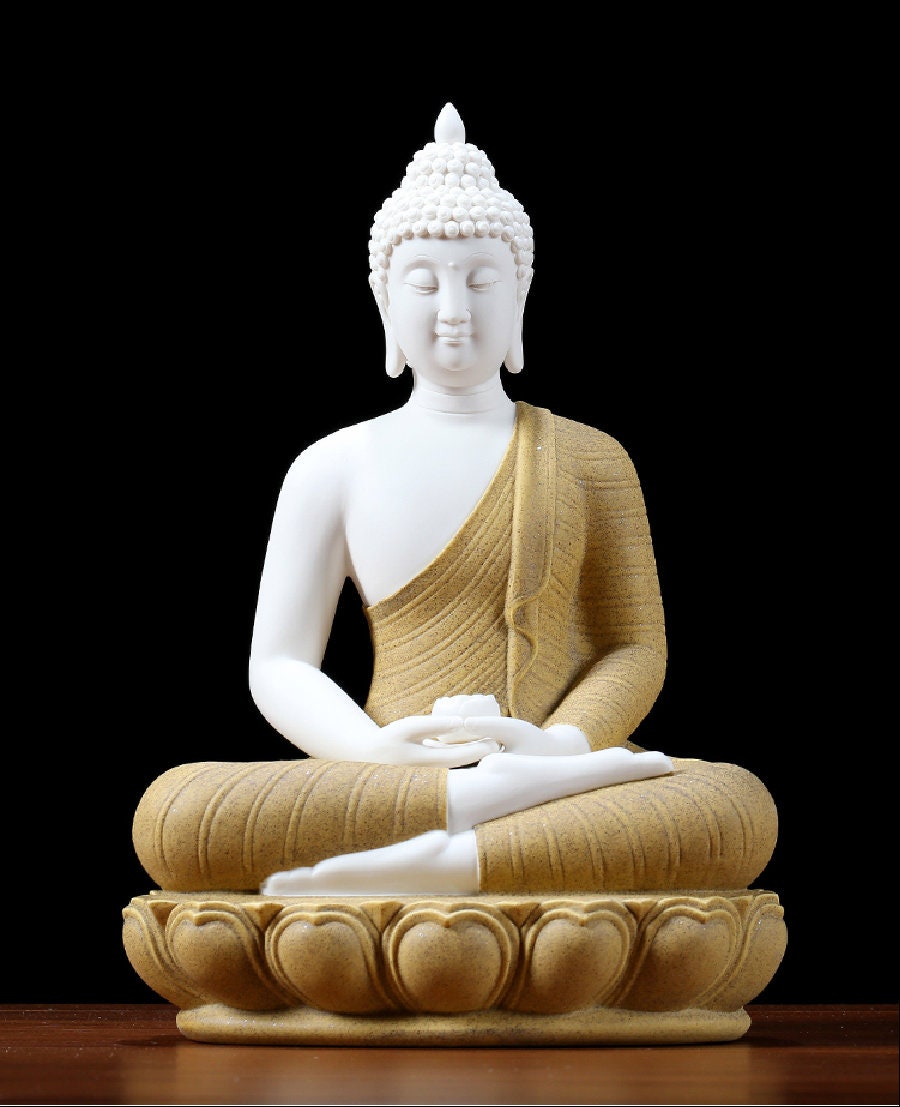 Porcelain Gautama Buddha Statue Decorative Set with LED light | Buddha Statue | Shakyamuni Buddha | Meditation | Home Decoration
