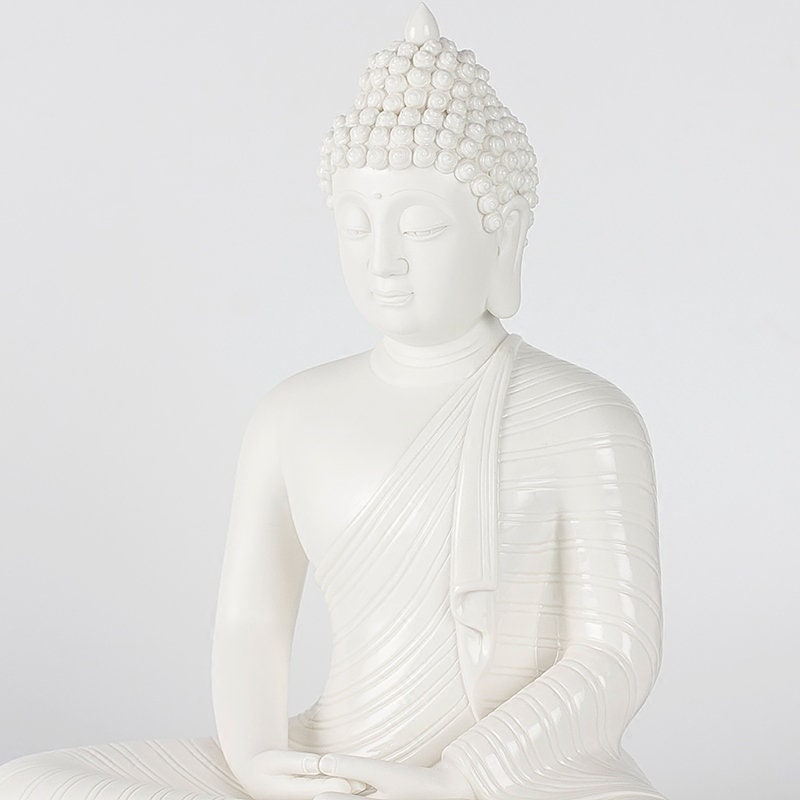 Ceramic Sakyamuni Buddha Statue | Gautama Buddha | Dhyana Mudra | Mindful Gift | Meditation | Buddha Decor