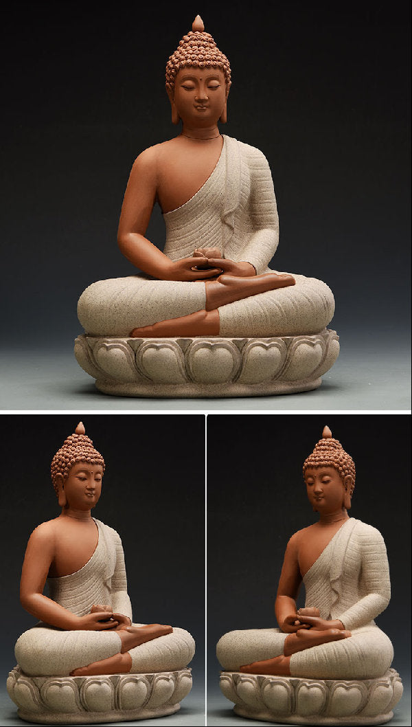 Ceramic White Shakyamuni Buddha Statue | Dhyana Mudra | Gift for him or her | Religion and Spiritual | Harmony Peace Serenity | Meditation