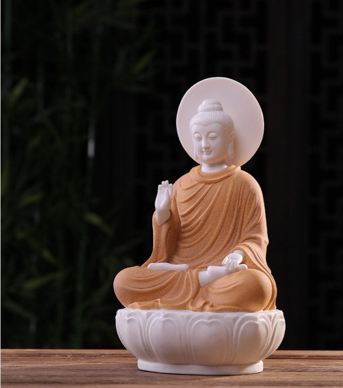 Ceramic Buddha Statue Display | Abhaya Mudra Kasaya | Gift for him or her | Religion and Spiritual | Harmony Peace Serenity | Meditation