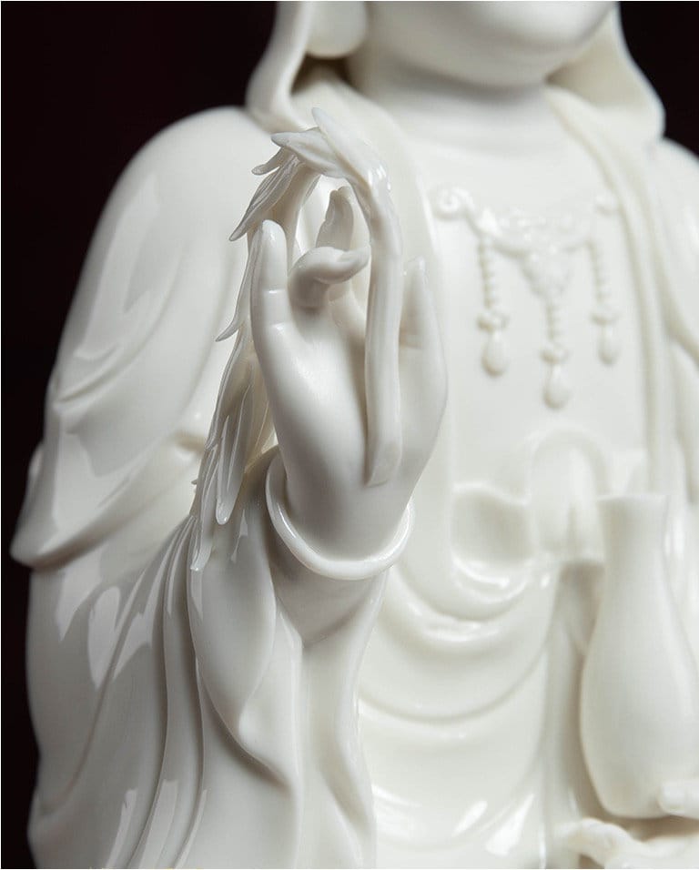 Porcelain Smiley Bodhisattva Guan Yin | Mindful Gift | Meditation | Goddess of Compassion Mercyand Kindness | Buddha Statue