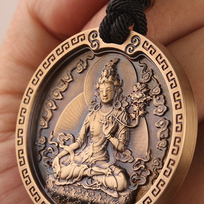 Handmade White Tara Amulet Pendant Medallions | Meditation | Protection | Mindful Gift | Blessing Good luck | Bodhisattva