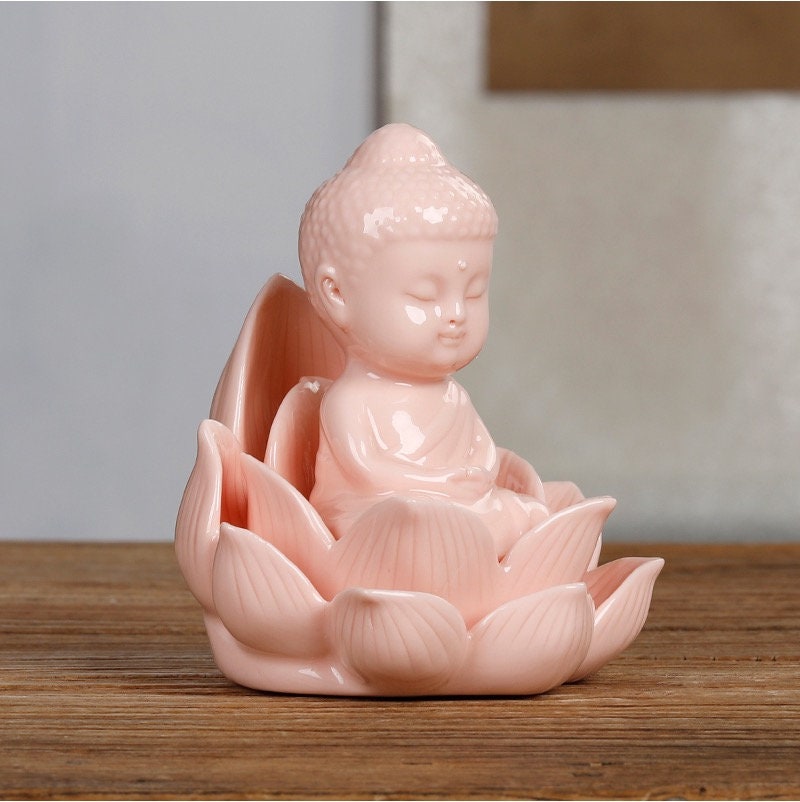 Handmade Ceramic Budda Statue Ornament | Gifting for him or her | Good luck and Happiness | Decoration | Meditation Buddha with Lotus