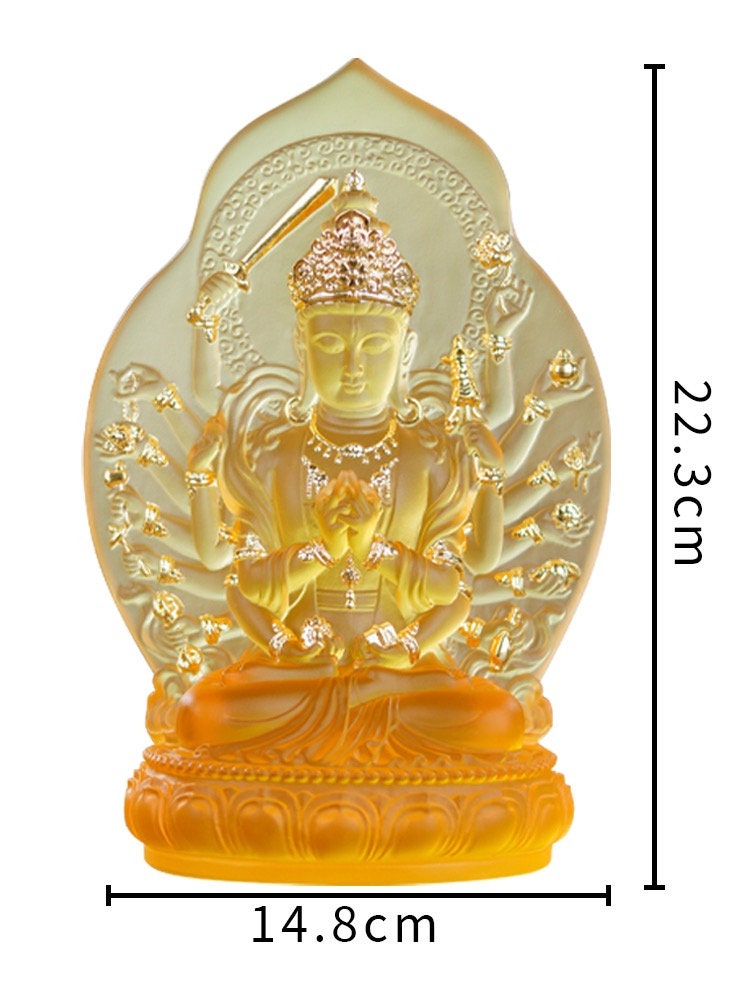 Liu Li Cundi Bodhisattva Buddha Statue | Cunda Mantra | Saptakoṭibuddhamatṛ | Crystal Glass Sculpture and Ornament | Meditation | Altar