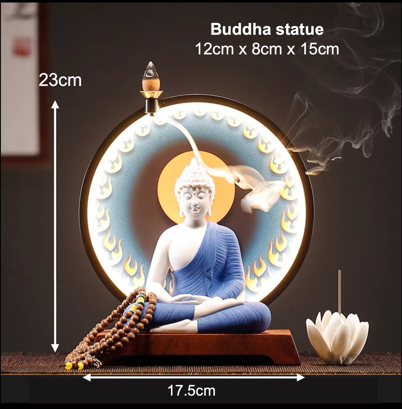 Gautama Buddha Statue Decorative Set with LED light | Buddha Statue | Shakyamuni Buddha | Meditation | Home Decoration