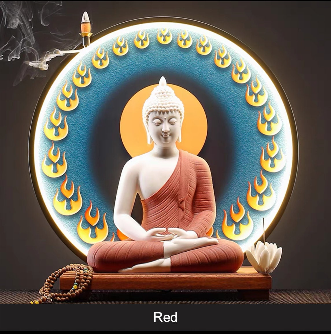 Gautama Buddha Statue Decorative Set with LED light background | Buddha Statue | Shakyamuni Buddha | Meditation | Home Decoration
