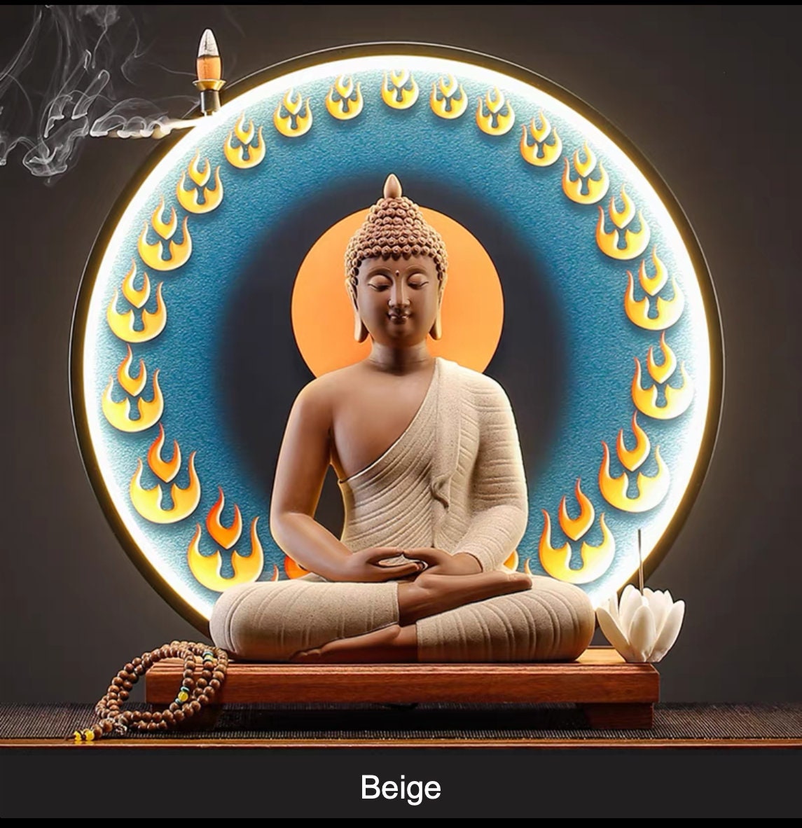 Gautama Buddha Statue Decorative Set with LED light background | Buddha Statue | Shakyamuni Buddha | Meditation | Home Decoration