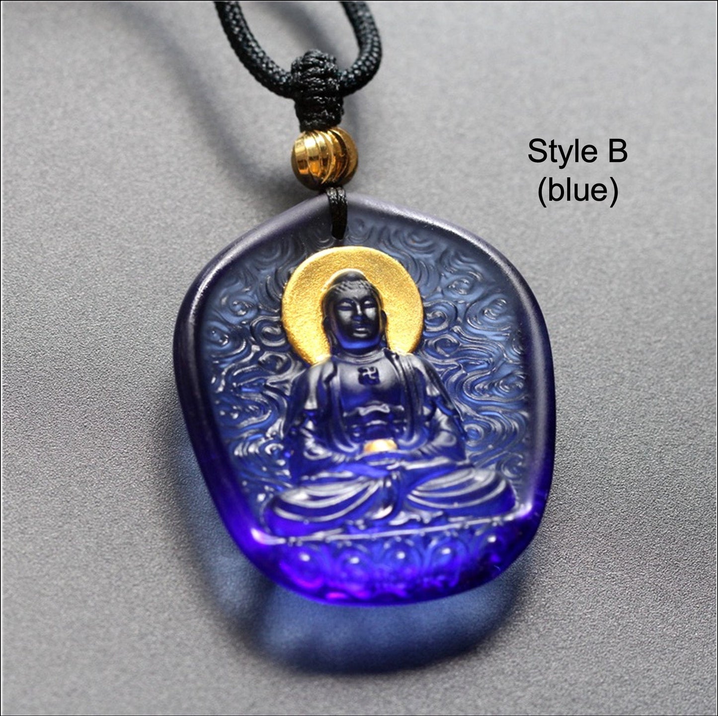 Liu Li Glass Amitabha Buddha Amulet Pendant Medallions | Meditation | Protection | Mindful Gift | Blessing Good luck | Amitayus