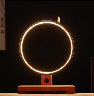 Arch and Wood Stand with LED lighting | Buddha Statue Display | Meditation | Oriental Decoration