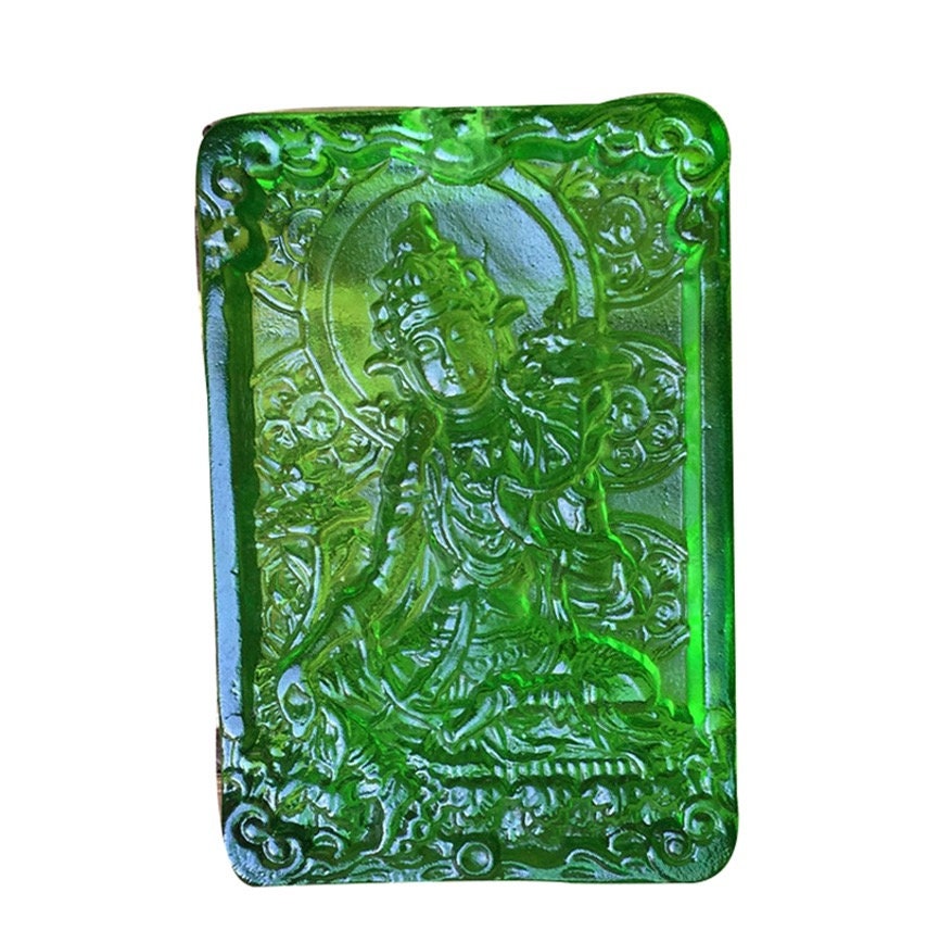 Liu Li Green Tara Buddha Amulet Pendant Medallions | Meditation and Blessing | Protection | Shyama Tara | Necklace