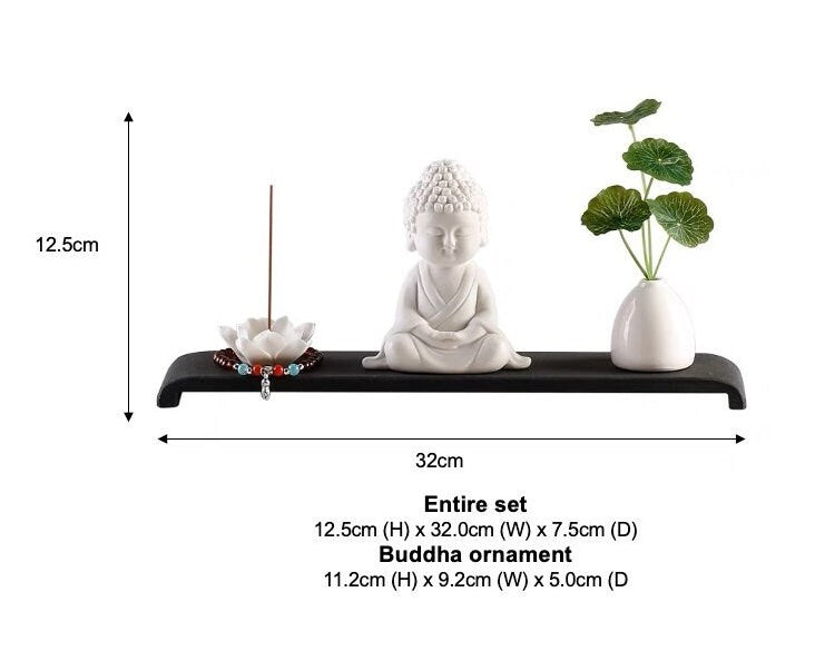 Little Buddha Ornament Meditation Display Set with incense holder | Zens Yoga | Home Decoration | Office Ornaments