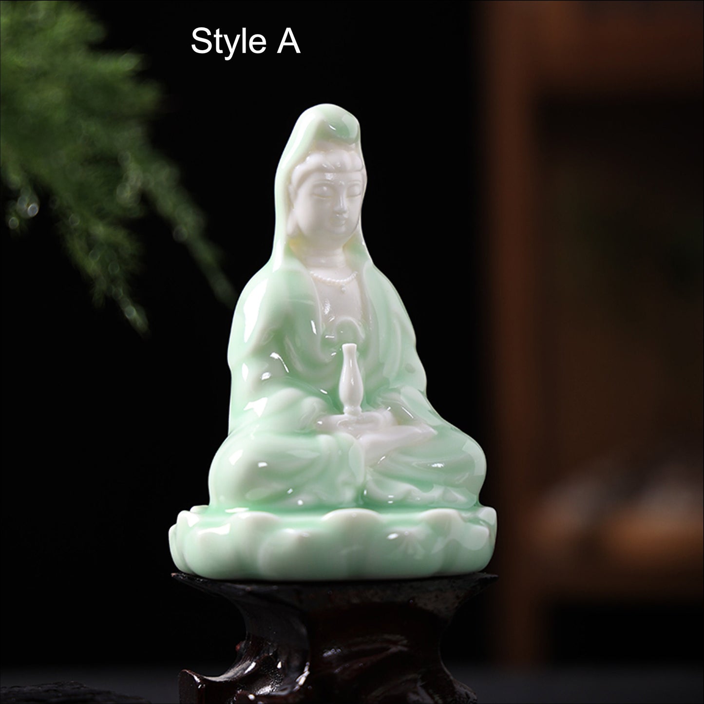 Meditation Handmade Jade Color Guan Yin Statue and Ornament | Gifting for him or her | Home Decoration | Buddha Statue