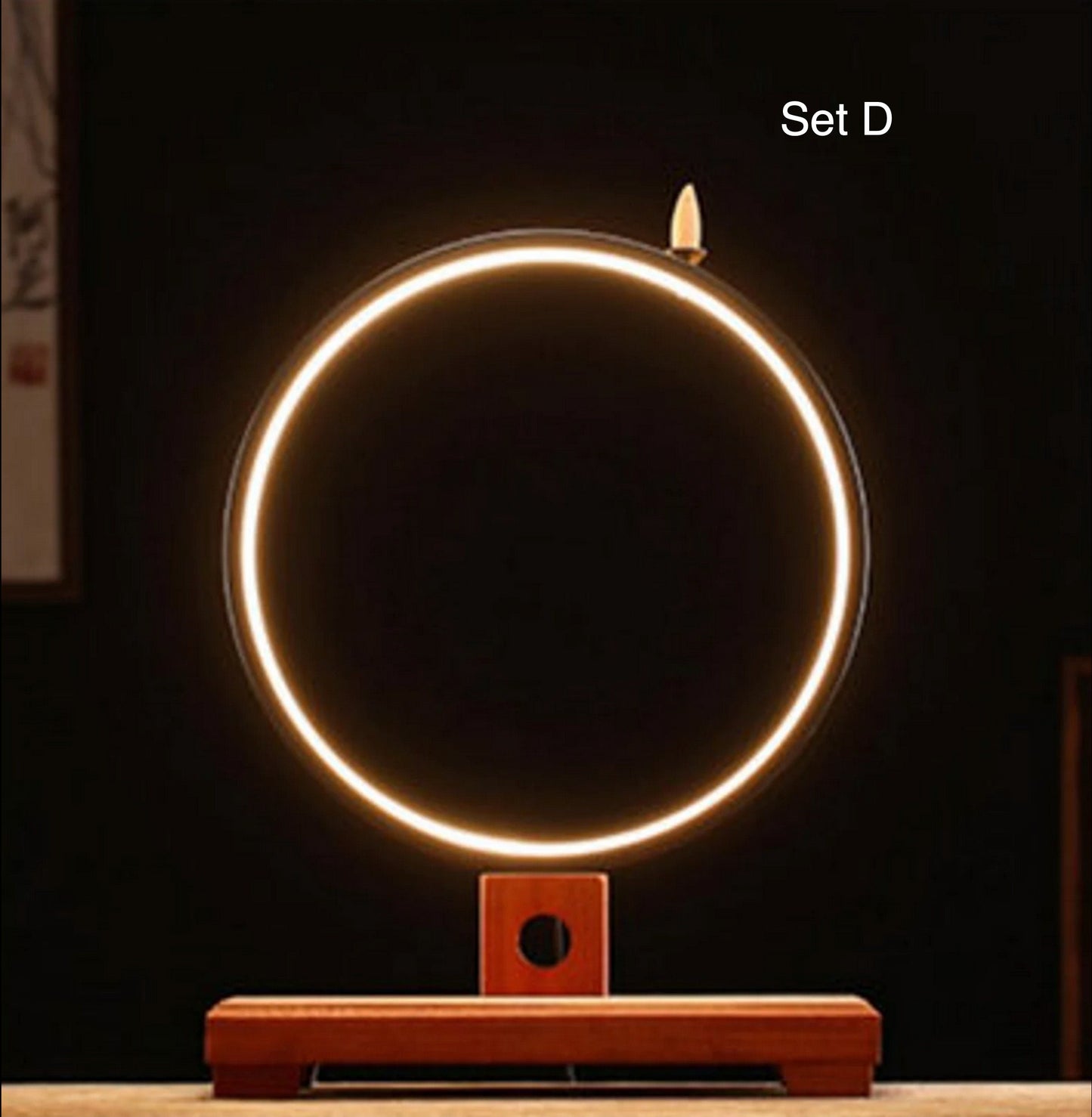 Arch and Wood Stand with LED lighting | Buddha Statue Display | Meditation | Oriental Decoration
