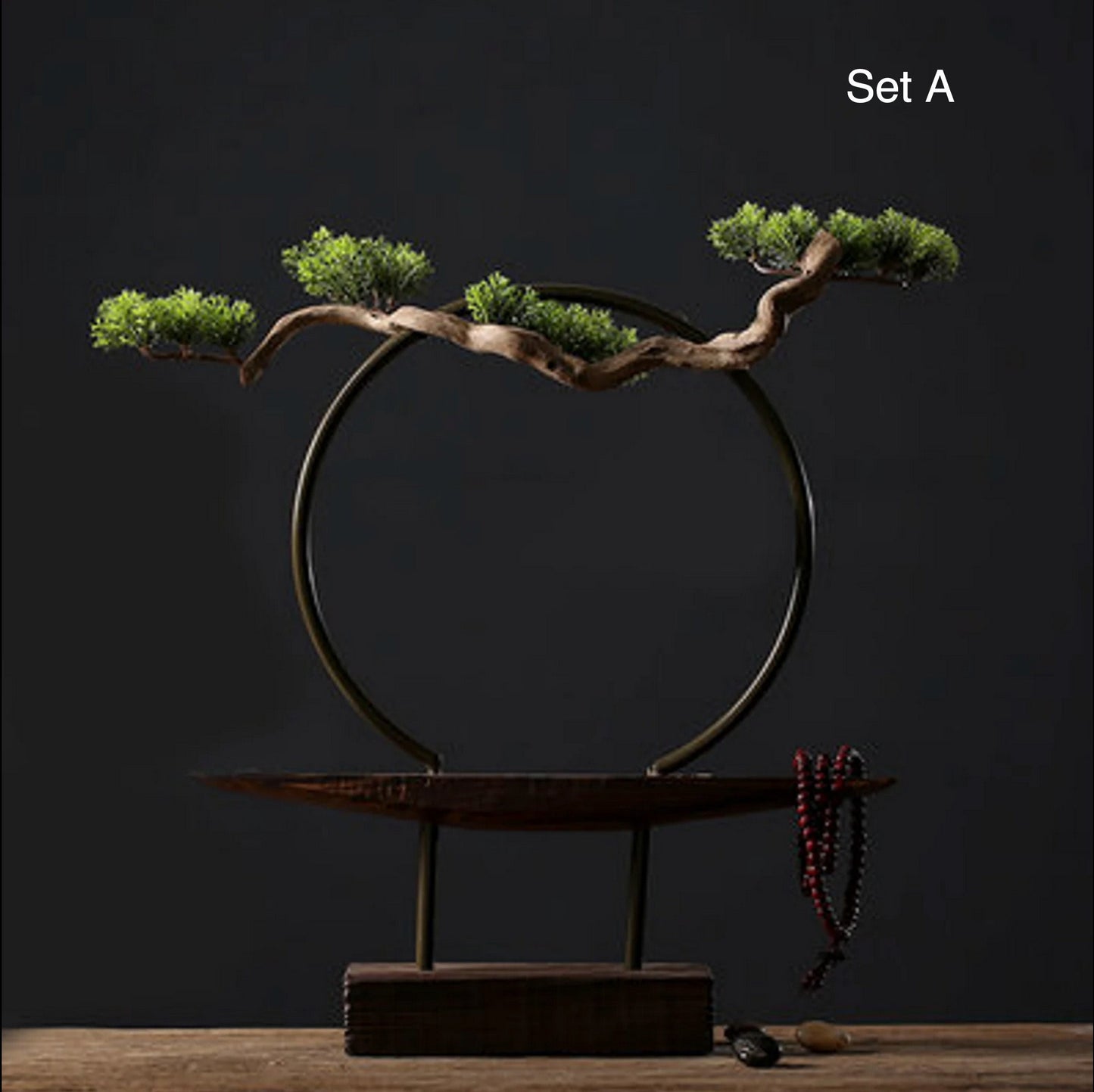 Arch and Wood Stand with LED lighting | Buddha Statue Display | Meditation | Oriental Decoration