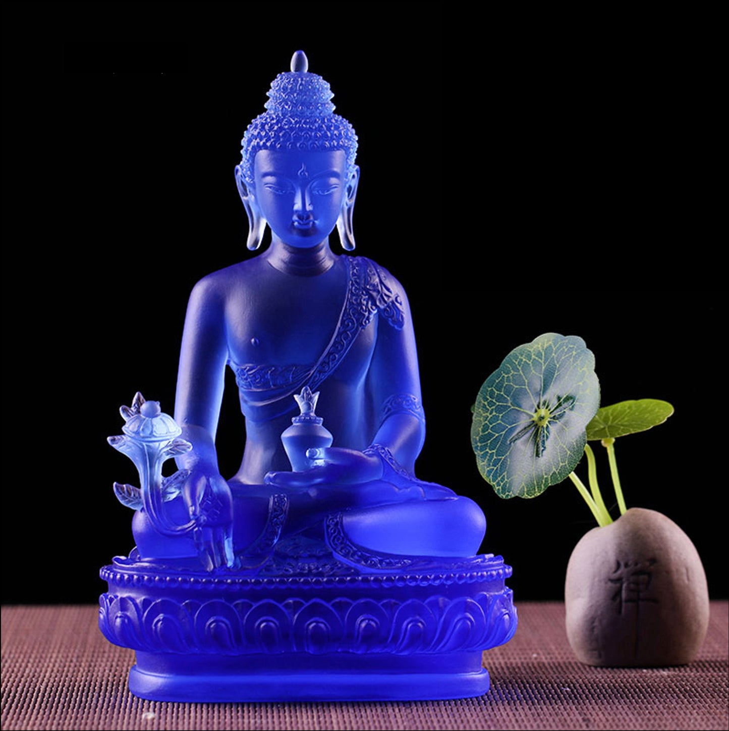 Liu Li Buddha Statue, Medicine Buddha, Wishes for Sentient Beings| Gift for him or her | Liu li Glass Sculputre Ornaments | Religion