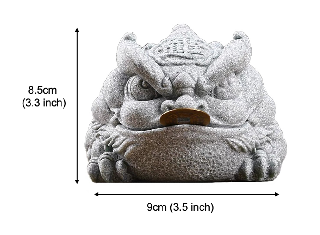 Green Sandstone Jin Chan Toad Sculpture & Statue | Fengshui | Good Fortune and Prosperity | Home and Office Display | Frog