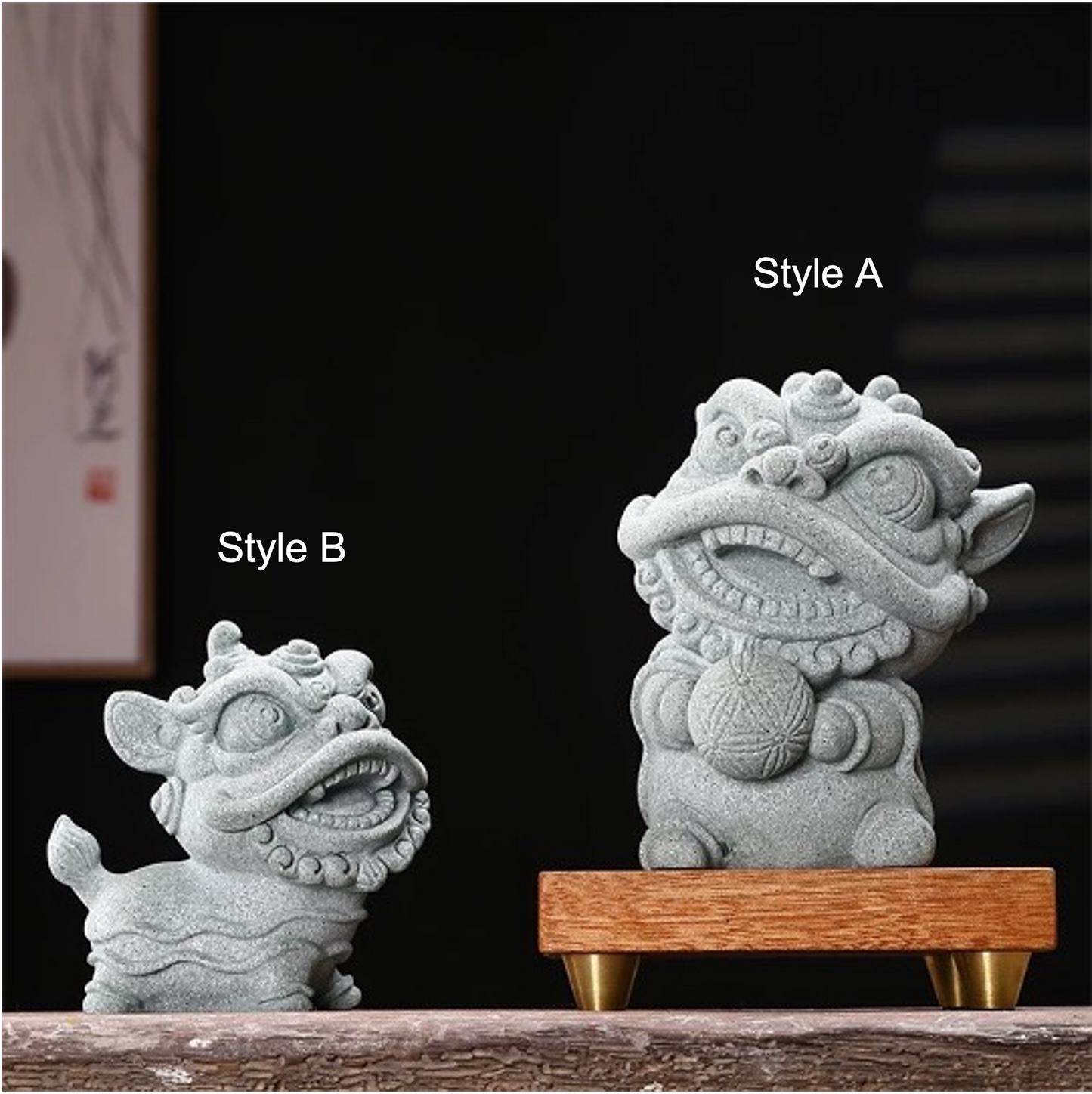 Auspicious Lion Dance Sculpture & Statue Display | Fengshui | Home Decor | Office Blessing | Chinese architectural | Chinese Lunar New Year