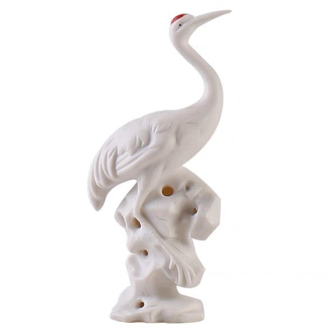 Auspicious Ceramic Crane Bird Sculpture & Statue | Fengshui | Home Decor | Office Blessing | Longevity