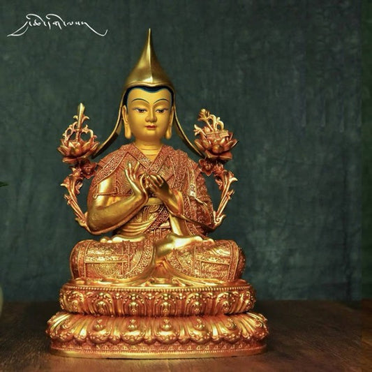 Tibetan 7" inches Lama Je Tsongkhapa Statue | Spiritual and Religion | Meditation | Buddha Decoration and Ornament | Buddha Statue