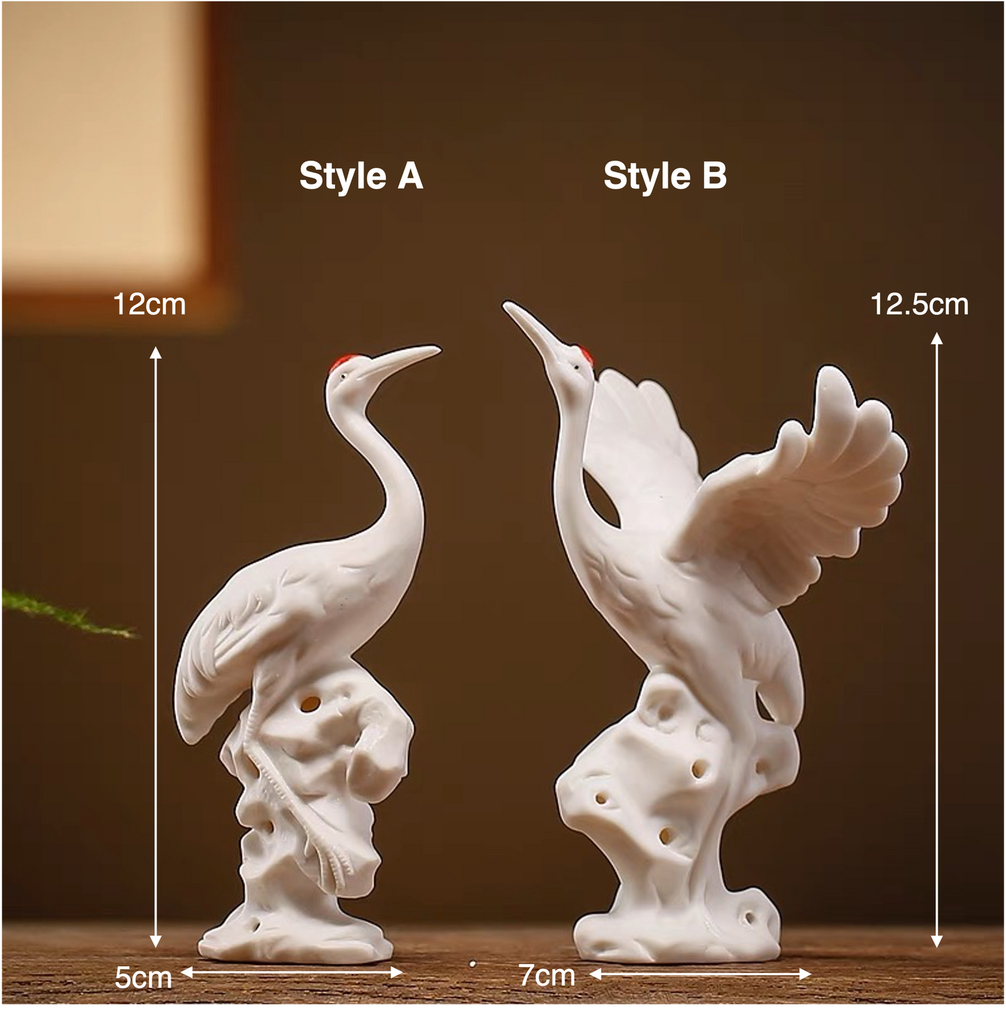 Auspicious Ceramic Crane Bird Sculpture & Statue | Fengshui | Home Decor | Office Blessing | Longevity