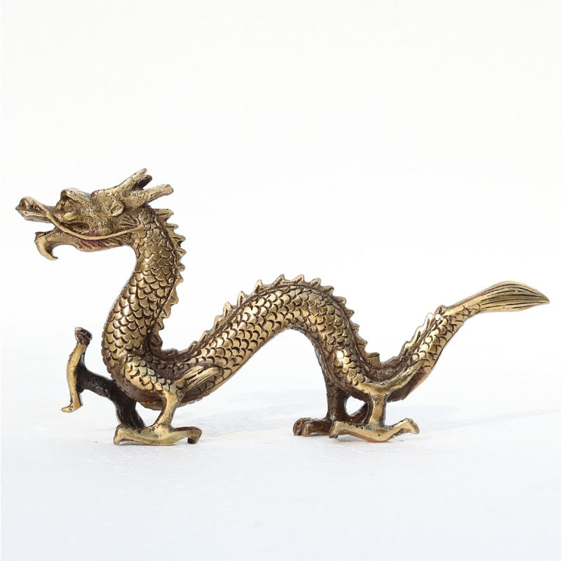 Brass Dragon Sculpture & Statue | Fengshui | Good Fortune and Prosperity | Home Decor and Business Display