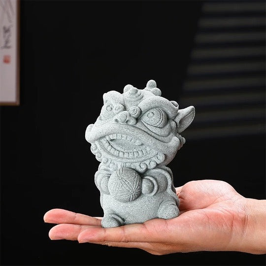 Auspicious Lion Dance Sculpture & Statue Display | Fengshui | Home Decor | Office Blessing | Chinese architectural | Chinese Lunar New Year