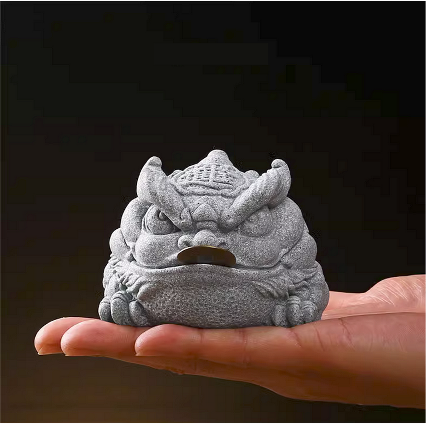 Green Sandstone Jin Chan Toad Sculpture & Statue | Fengshui | Good Fortune and Prosperity | Home and Office Display | Frog