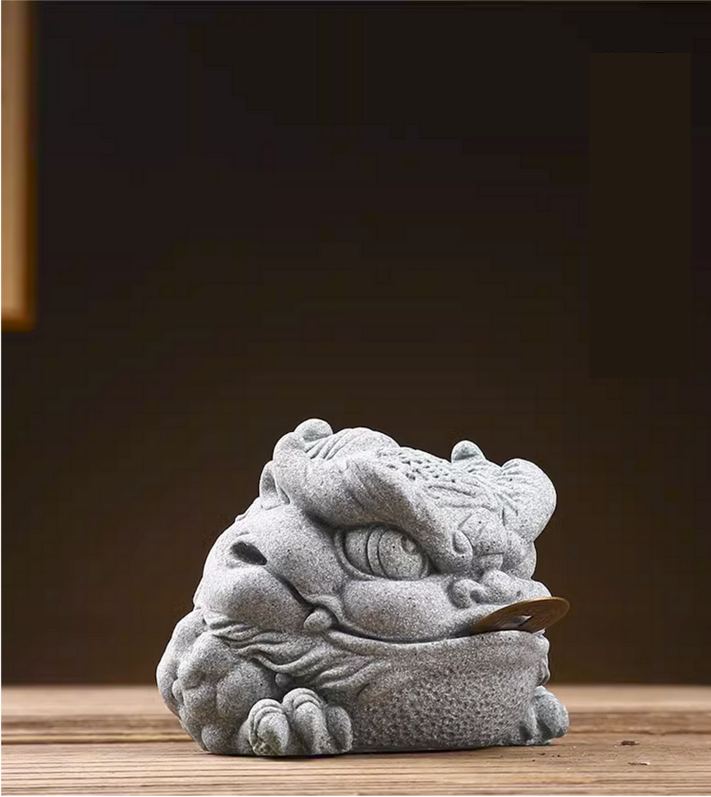 Green Sandstone Jin Chan Toad Sculpture & Statue | Fengshui | Good Fortune and Prosperity | Home and Office Display | Frog