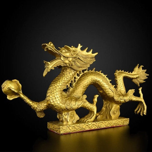 Brass Dragon Phoenix Sculpture & Statue | Fengshui | Good Fortune and Prosperity | Home Decor and Business Display