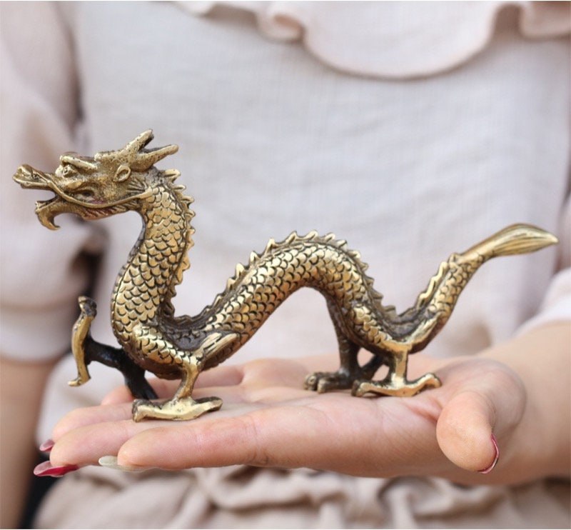 Brass Dragon Sculpture & Statue | Fengshui | Good Fortune and Prosperity | Home Decor and Business Display