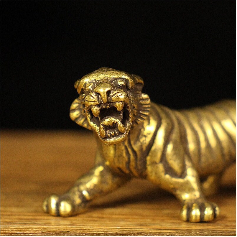 Auspicious Pure Brass Tiger Sculpture | Fengshui | Home Decor | Office Blessing | Ornament Display | Chinese zodiac