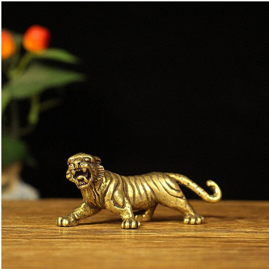 Auspicious Pure Brass Tiger Sculpture | Fengshui | Home Decor | Office Blessing | Ornament Display | Chinese zodiac