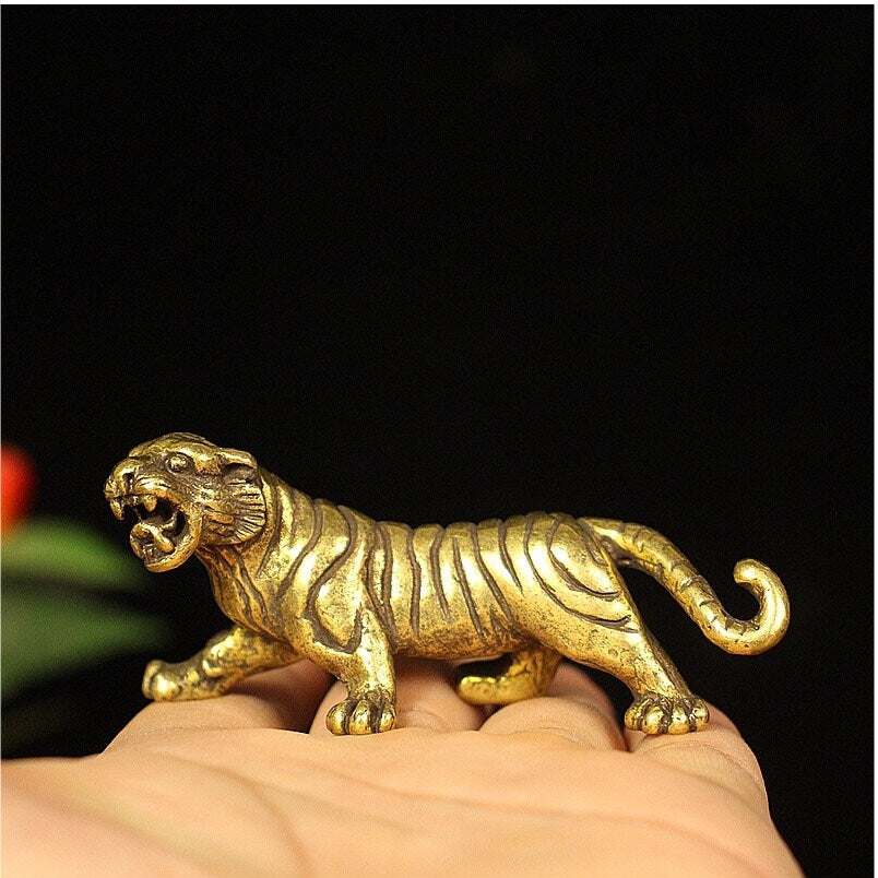 Auspicious Pure Brass Tiger Sculpture | Fengshui | Home Decor | Office Blessing | Ornament Display | Chinese zodiac