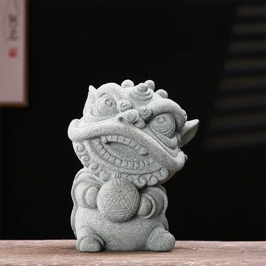 Auspicious Lion Dance Sculpture & Statue Display | Fengshui | Home Decor | Office Blessing | Chinese architectural | Chinese Lunar New Year