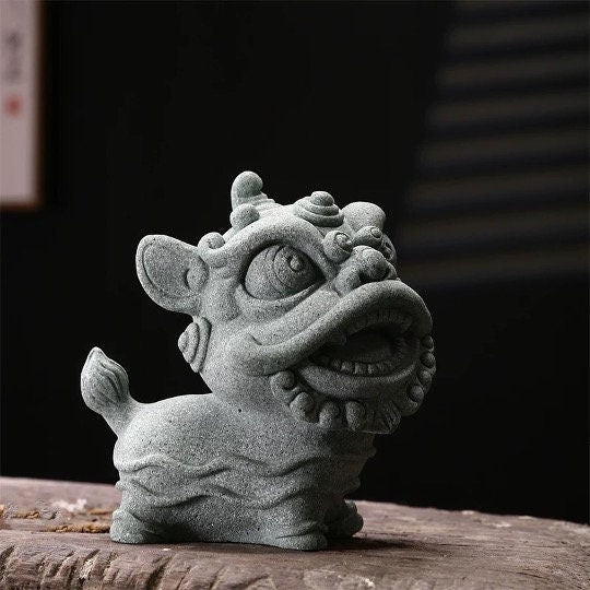 Auspicious Lion Dance Sculpture & Statue Display | Fengshui | Home Decor | Office Blessing | Chinese architectural | Chinese Lunar New Year