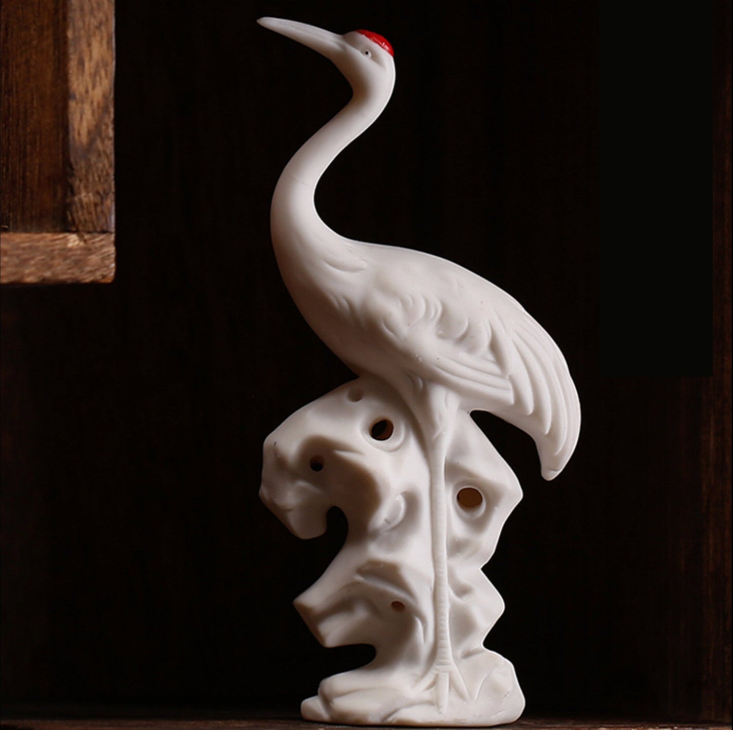 Auspicious Ceramic Crane Bird Sculpture & Statue | Fengshui | Home Decor | Office Blessing | Longevity