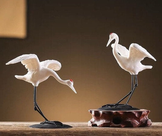 Auspicious Ceramic Flying Crane Bird Sculpture & Statue | Fengshui | Home Decor | Office Blessing | Longevity