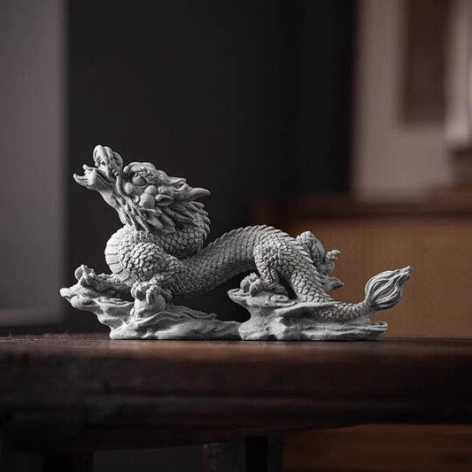 Green Sandstone Dragon Sculpture & Statue | Fengshui | Good Fortune and Prosperity | Home and Office Display