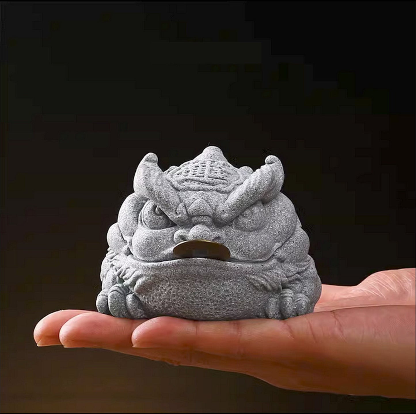 Green Sandstone Jin Chan Toad Sculpture & Statue | Fengshui | Good Fortune and Prosperity | Home and Office Display | Frog