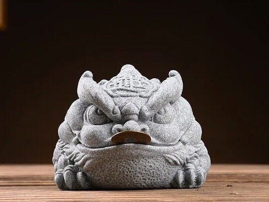 Green Sandstone Jin Chan Toad Sculpture & Statue | Fengshui | Good Fortune and Prosperity | Home and Office Display | Frog