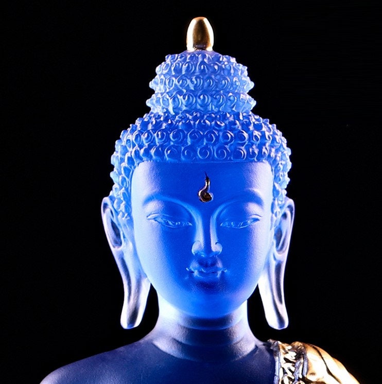 Liu Li Buddha Statue, Medicine Buddha, Wishes for Sentient Beings| Gift for him or her | Liu li Glass Sculputre Ornaments | Religion