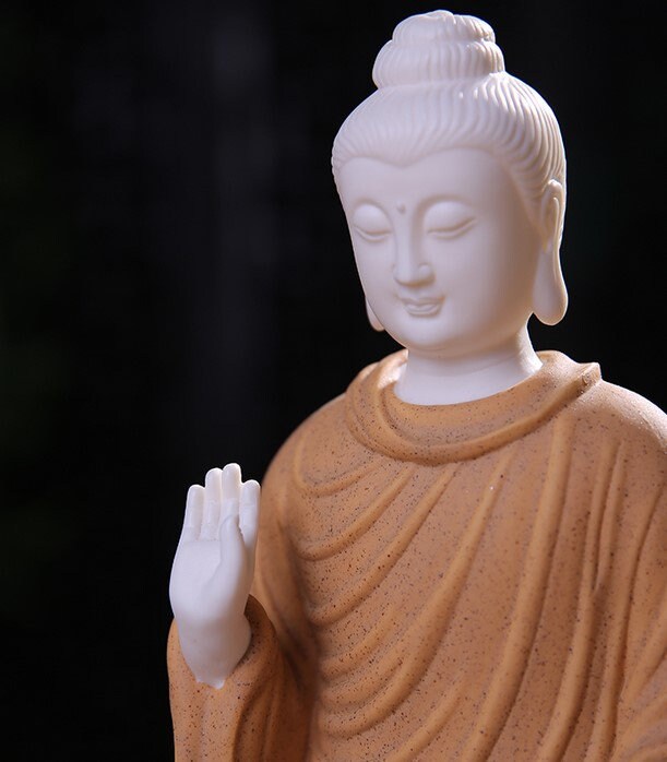 Ceramic Buddha Statue Display | Abhaya Mudra Kasaya | Gift for him or her | Religion and Spiritual | Harmony Peace Serenity | Meditation
