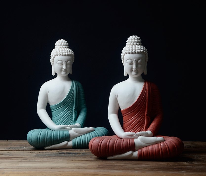Ceramic Blue Shayamuni Buddha Statue| Dhyana Mudra | Gift for him or her | Religion and Spiritual | Harmony Peace Serenity | Meditation