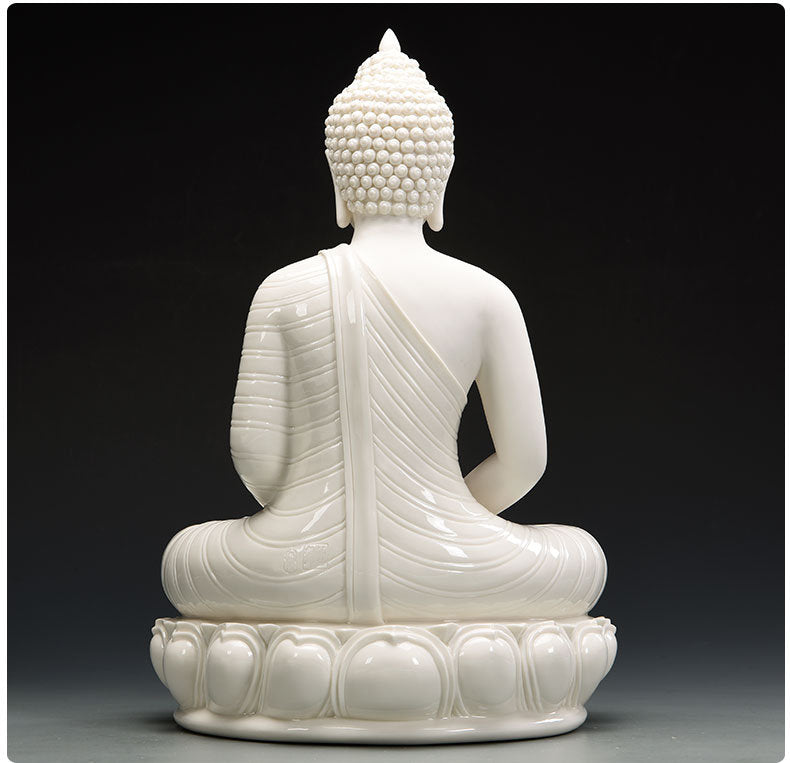 Ceramic White Shakyamuni Buddha Statue | Dhyana Mudra | Gift for him or her | Religion and Spiritual | Harmony Peace Serenity | Meditation