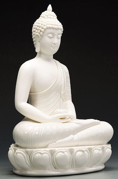 Ceramic White Shakyamuni Buddha Statue | Dhyana Mudra | Gift for him or her | Religion and Spiritual | Harmony Peace Serenity | Meditation